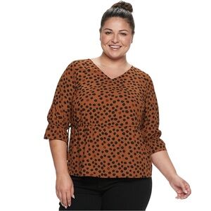 🌙 EVRI Shirred Polka Dot Waist Blouse Size 2XL